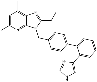 2-Ethyl-5,7-dimethyl-3-[2'-(1H-tetrazole-5-yl)biphenyl-4-ylmethyl]-3H-imidazo[4,5-b]pyridine 结构式