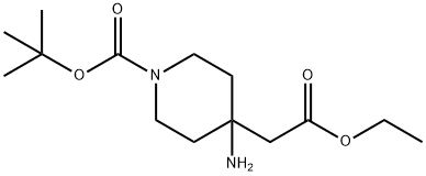 4-氨基-1-叔丁氧羰基-4-哌啶基乙酸乙酯 结构式