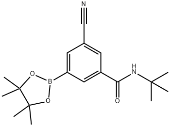 N-tert-butyl-3-cyano-5-(4,4,5,5-tetramethyl-1,3,2-dioxaborolan-2-yl)benzamide 结构式