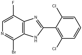 4-BROMO-2-(2,6-DICHLOROPHENYL)-7-FLUORO-1H-IMIDAZO[4,5-C]PYRIDINE 结构式