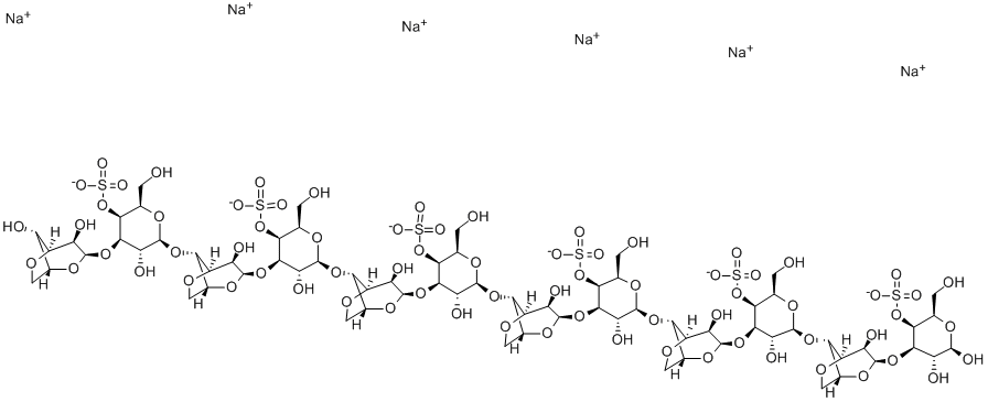 NEOCARRADODECAOSE 4(1),4(3),4(5),4(7),4(9),4(11)-HEXASULFATE HEXASODIUM SALT 结构式