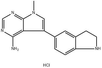 5-(2,3-Dihydro-1H-indol-5-yl)-7-methyl-7H-pyrrolo-[2,3-d]pyrimidin-4-amine dihydrochloride 结构式