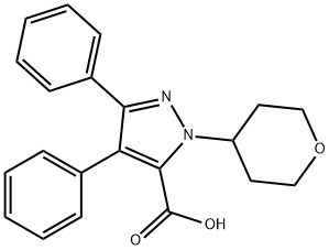 3,4-二苯基-1-(四氢-2H-吡喃-4-基)-1H-吡唑-5-甲酸 结构式