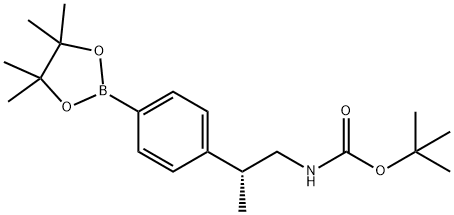 (R)-叔丁基(2-(4-(4,4,5,5-四甲基-1,3,2-二氧硼烷-2-基)苯基)丙基)氨基甲酸酯 结构式