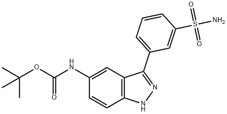 CarbaMic acid, N-[3-[3-(aMinosulfonyl)phenyl]-1H-indazol-5-yl]-, 1,1-diMethylethyl ester 结构式