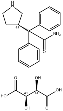 3-(S)-(1-甲酰胺基-1,1-二苯基甲基)吡咯烷-L-酒石酸盐 结构式