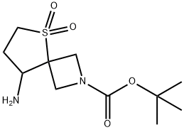 2-BOC-8-氨基-5-硫杂-2-氮杂螺[3.4]辛烷5,5-二氧化物 结构式