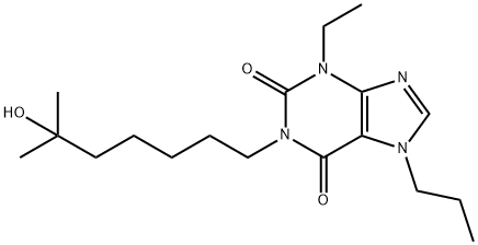 3-ethyl-1-(6-hydroxy-6-methylheptyl)-7-propylxanthine 结构式