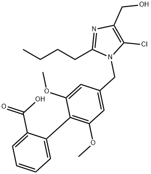 4'-((2-butyl-4-(hydroxymethyl)-5-chloro-1H-imidazolyl)methyl)-2',6'-dimethoxy(1,1'-biphenyl)-2-carboxylic acid 结构式