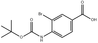 3-溴-4-((叔丁氧基羰基)氨基)苯甲酸 结构式