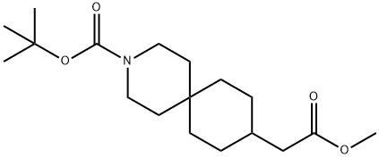 9-(2-甲氧基-2-氧代乙基)-3-氮杂螺[5.5]十一烷-3-羧酸叔丁酯 结构式