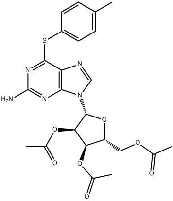 2-Amino-6-chloro-[(4-methylphenyl)thio]-9-(2’,3’,5’-tri-O-acetyl--D-ribofuranosyl)purine 结构式