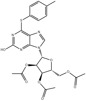 6-[(4-Methylphenyl)thio]-2-oxo-9-(2’,3’,5’-tri-O-acetyl--D-ribofuranosyl)-2,3-dihydropurine 结构式