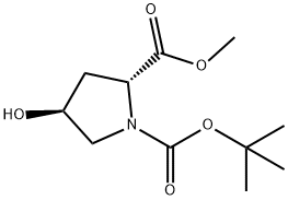 N-BOC-反式-4-羟基-D-脯氨酸甲酯 结构式