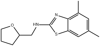 4,6-DIMETHYL-N-(TETRAHYDROFURAN-2-YLMETHYL)-1,3-BENZOTHIAZOL-2-AMINE 结构式