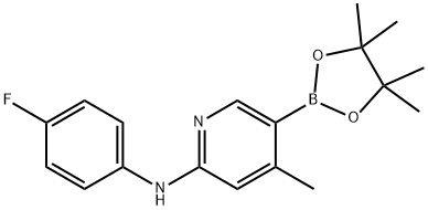N-(4-fluorophenyl)-4-Methyl-5-(4,4,5,5-tetraMethyl-1,3,2-dioxaborolan-2-yl)pyridin-2-aMine 结构式