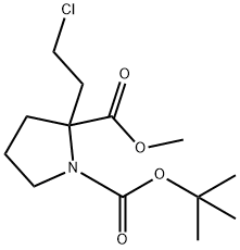 2-(2-氯乙基)吡咯烷-1,2-二羧酸2-叔丁基酯 结构式