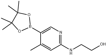 2-(4-Methyl-5-(4,4,5,5-tetraMethyl-1,3,2-dioxaborolan-2-yl)pyridin-2-ylaMino)ethanol 结构式