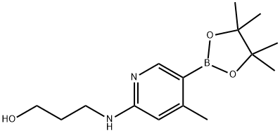 3-(4-Methyl-5-(4,4,5,5-tetraMethyl-1,3,2-dioxaborolan-2-yl)pyridin-2-ylaMino)propan-1-ol 结构式