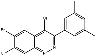 6-BroMo-7-chloro-3-(3,5-diMethyl-phenyl)-cinnolin-4-ol 结构式