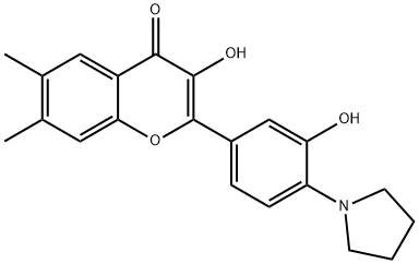 3-羟基-2-[3-羟基-4-(吡咯烷-1-基)苯基]-6,7-二甲基色烯-4-酮 结构式