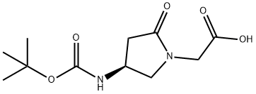 (S)-(4-N-BOC-氨基-2-氧代-吡咯烷-1-基)-乙酸 结构式