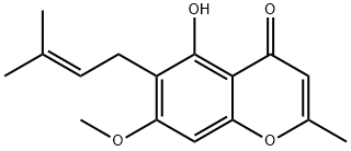 2-Methyl-5-hydroxy-6-(3-methyl-2-butenyl)-7-methoxy-4H-1-benzopyran-4-one 结构式