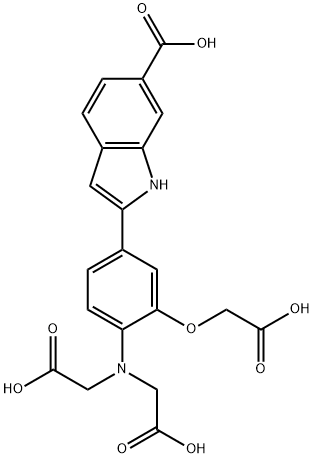 2-(4-(biscarboxymethyl)amino-3-(carboxymethoxy)phenyl)-1H-indole-6-carboxylic acid 结构式