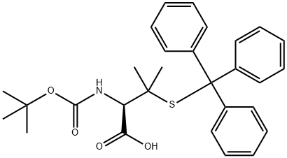 N-[叔丁氧羰基]-3-[(三苯基甲基)硫基]-L-缬氨酸 结构式
