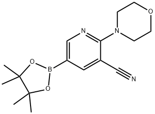 2-N-吗啉基-5-(4,4,5,5-四甲基-1,3,2-二氧杂环戊硼烷-2-基)氰吡啶 结构式