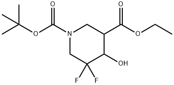 1-(叔丁基)3-乙基5,5-二氟-4-羟基哌啶-1,3-二羧酸 结构式