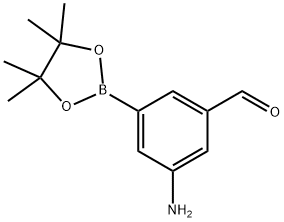 3-氨基-5-(4,4,5,5-四甲基-1,3,2-二氧杂环己硼烷-2-基)苯甲醛 结构式