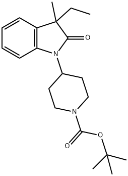 4-(3-乙基-3-甲基-2-氧代吲哚啉-1-基)哌啶-1-羧酸叔丁酯 结构式