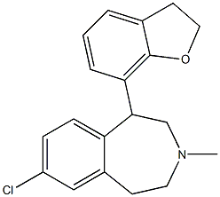 (+)-8-Chloro-5-[(2,3-dihydrobenzofuran)-7-yl]-3-methyl-2,3,4,5-tetrahydro-1H-3-benzazepine 结构式