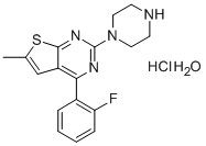 4-(2-FLUOROPHENYL)-6-METHYL-2-(1-PIPERAZINYL)THIENO[2,3-D]PYRIMIDINE 结构式