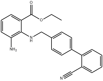 3-氨基-2-[(2'-氰基联苯-4-基)甲基]氨基苯甲酸乙酯 结构式