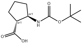 (1R,2R)-REL-2-[[(1,1-二甲基乙氧基)羰基]氨基]-环戊烷羧酸 结构式