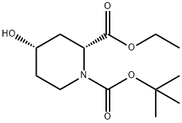 1-叔丁基2-乙基(2R,4S)-4-羟基哌啶-1,2-二羧酸酯 结构式