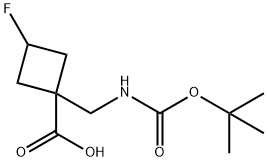 1-(Boc-aminomethyl)-3-fluorocyclobutane-carboxylic acid 结构式