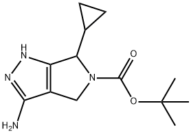 tert-Butyl 3-aMino-6-cyclopropyl-4,6-dihydropyrrolo[3,4-c]pyrazole-5(1H)-carboxylate 结构式