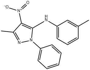 3-Methyl-N-(3-methylphenyl)-4-nitro-1-phenyl-1H-pyrazole-5-amine 结构式