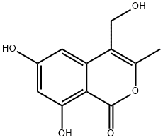 6,8-Dihydroxy-4-(hydroxymethyl)-3-methyl-1H-2-benzopyran-1-one 结构式
