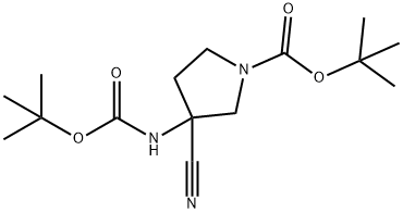 tert-butyl 3-(tert-butoxycarbonylaMino)-3-cyanopyrrolidine-1-carboxylate 结构式