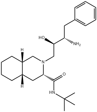(3S,4a,8aS)-2-[(2R,3S)-3-氨基-2-羟基-4-苯基丁基]-N-叔丁基十氢异喹啉-3-甲酰胺 结构式