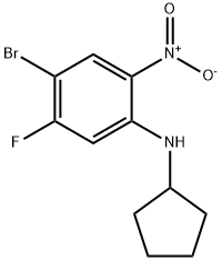 4-溴-N-环戊基-5-氟-2-硝基苯胺 结构式