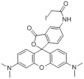 N-(3',6'-双(二甲基氨基)-3-氧代-3H-螺[异苯并呋喃-1,9'-呫吨]-5-基)-2-碘乙酰胺 结构式