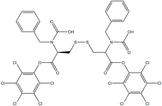 N,N'-Bis[(benzyloxy)carbonyl]-L-cystine bis(2,3,4,5,6-pentachlorophenyl) ester 结构式