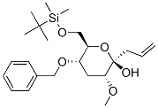 2H-Pyran-2-ol, 6-(1,1-dimethylethyl)dimethylsilyloxymethyltetrahydro-3-methoxy-5-(phenylmethoxy)-2-(2-propenyl)-, 2R-(2.alpha.,3.beta.,5.beta.,6.alpha.)- 结构式