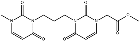 1(2H)-Pyrimidineacetic acid, 3-(3-(3,6-dihydro-3-methyl-2,6-dioxo-1(2H )-pyrimidinyl)propyl)-3,4-dihydro-2,4-dioxo-, methyl ester 结构式