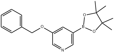 3-(苄氧基)-5-(4,4,5,5-四甲基-1,3,2-二氧杂环戊硼烷-2-基)吡啶 结构式